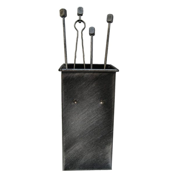 Σετ Εργαλείων Τζακιού Τετράγωνο Μικρό Τρούκς (069) Πατίνα Ασημί