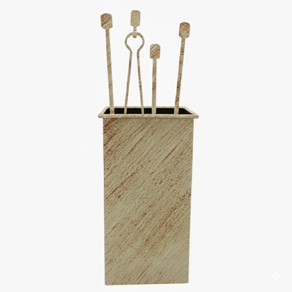 Σετ Εργαλείων Τζακιού Τετράγωνο Μικρό Τρούκς (069) Εκρού Πατίνα Χρυσό