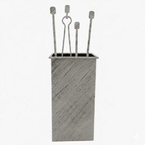 Σετ Εργαλείων Τζακιού Τετράγωνο Μικρό Τρούκς (069) Εκρού Πατίνα Ασημί