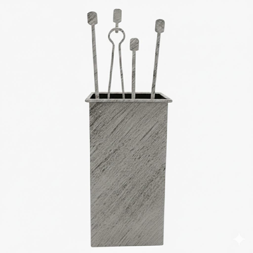 Σετ Εργαλείων Τζακιού Τετράγωνο Μικρό Τρούκς (069) Εκρού Πατίνα Ασημί