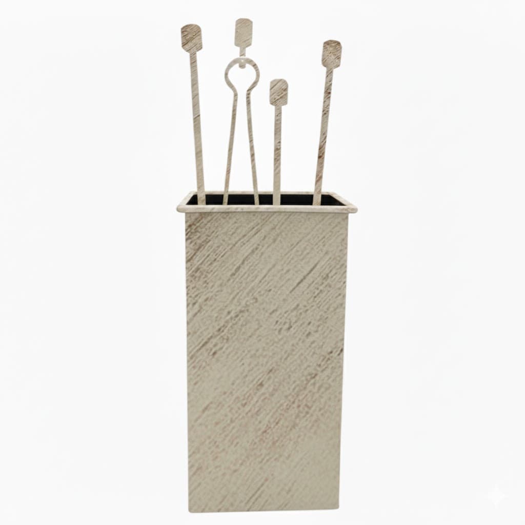 Σετ Εργαλείων Τζακιού Τετράγωνο Μικρό Τρούκς (069) Εκρού Πατίνα Χαλκός