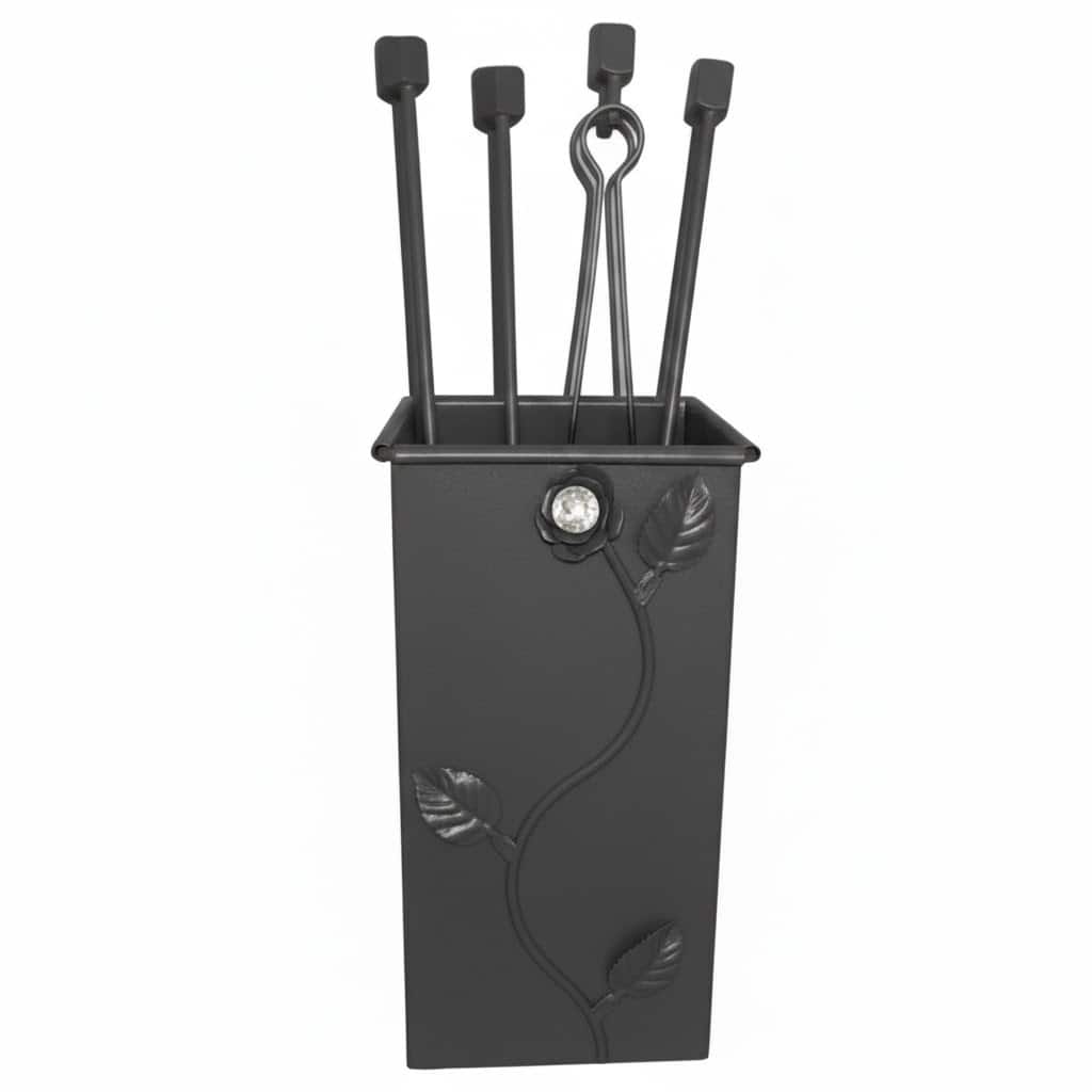 Σετ Εργαλείων Τζακιού Τετράγωνο Μικρό  Λουλούδι Strass (072)