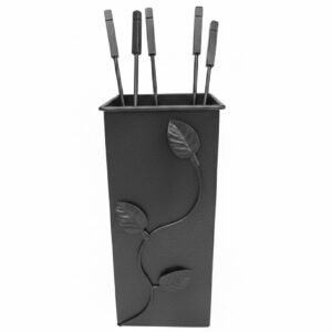 Σετ Εργαλείων Τζακιού Τετράγωνο Μεγάλο Φύλλα (075) Ασημί