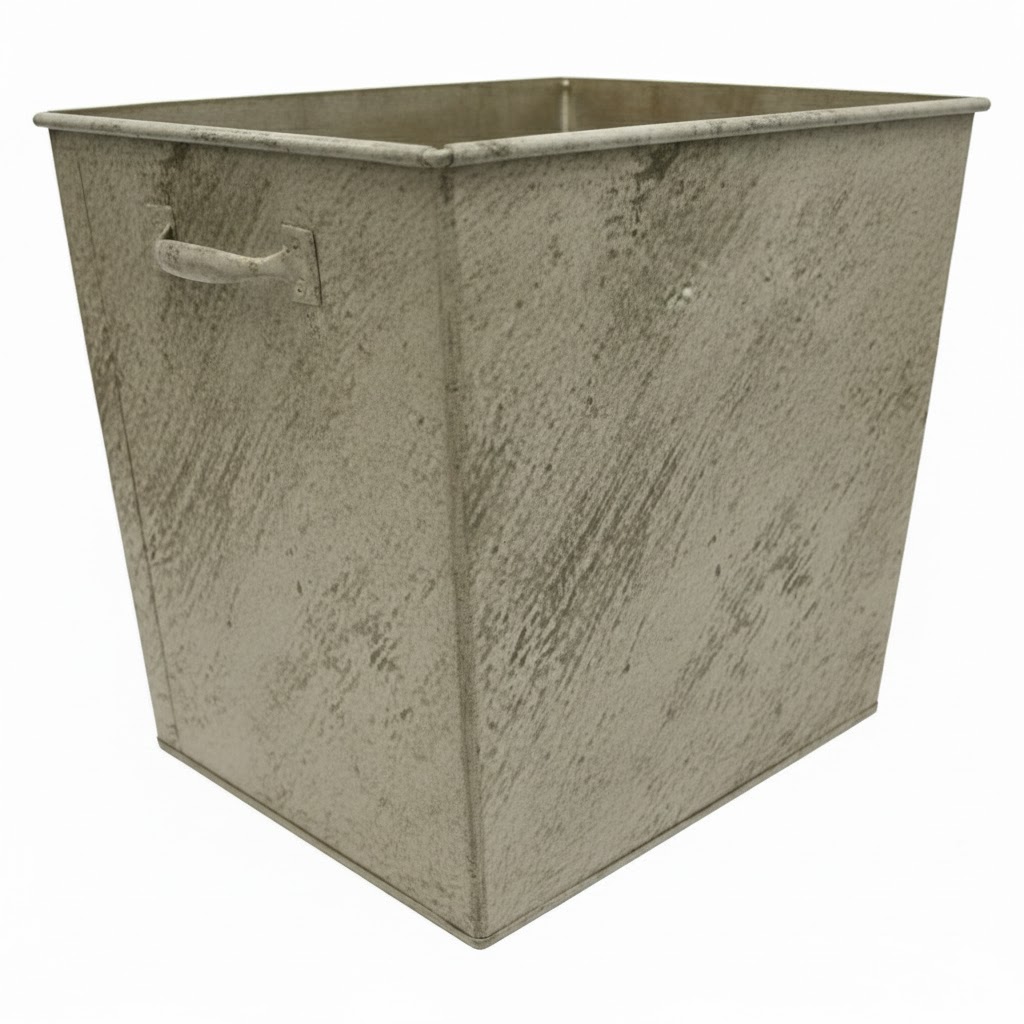 Κάδος - Ξυλοθήκη Απλός Οικονομική Σειρά (100) Εκρού Πατίνα Ασημί