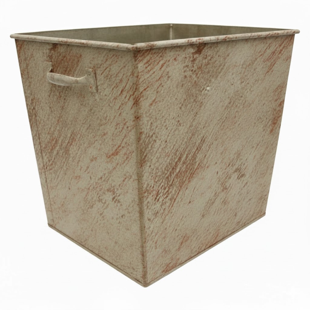 Κάδος - Ξυλοθήκη Απλός Οικονομική Σειρά (100) Εκρού Πατίνα Χαλκλός