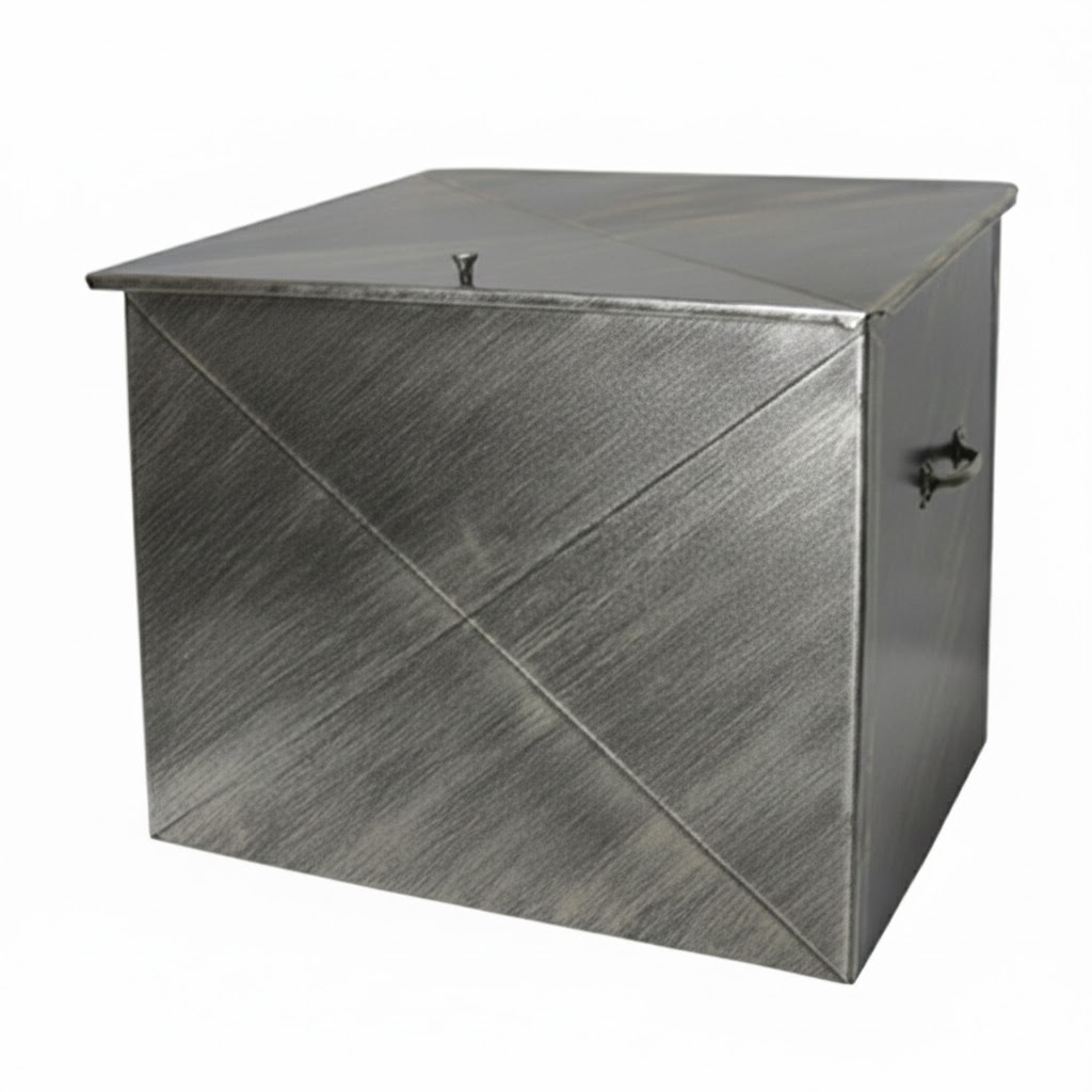 Κάδος - Ξυλοθήκη Απλός Μεγάλος Οικονομική Σειρά (103) Πατίνα Ασημί