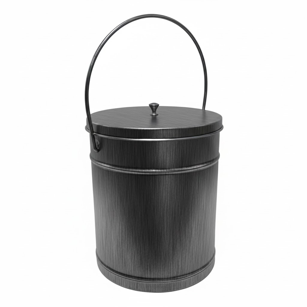 Κουβάς - Δοχείο Στάχτης Τζακιού (110) Πατίνα Ασημί