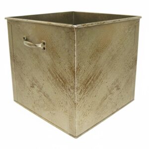 Κάδος - Ξυλοθήκη Τετράγωνος Σκέτος (2950) Εκρού Πατίνα Χρυσό