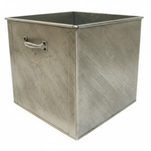 Κάδος - Ξυλοθήκη Τετράγωνος Σκέτος (2950) Εκρού Πατίνα Ασημί