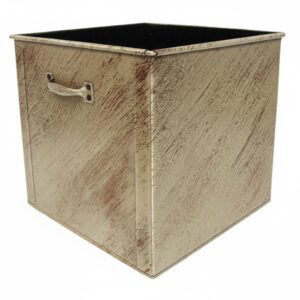 Κάδος - Ξυλοθήκη Τετράγωνος Σκέτος (2950) Εκρού Πατίνα Χαλκός