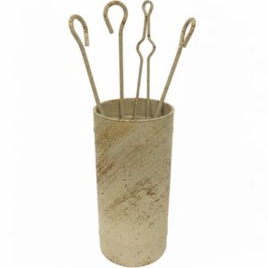 Κύλινδρος Μικρός Απλός Σετ Εργαλείων Τζακιού (501) Εκρού Πατίνα Χρυσό