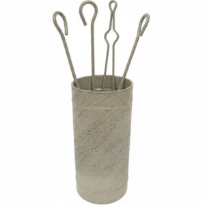 Κύλινδρος Μικρός Απλός Σετ Εργαλείων Τζακιού (501) Εκρού Πατίνα Ασημί