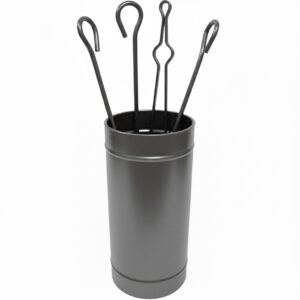 Κύλινδρος Μικρός Απλός Σετ Εργαλείων Τζακιού (501) Ασημί