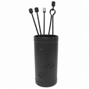 Κύλινδρος Μικρός Σετ Εργαλείων Τζακιού Σχέδιο Φύλλα (502) Σκουριά