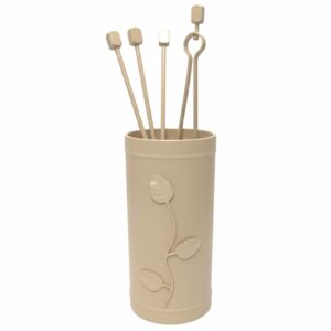 Κύλινδρος Μικρός Σετ Εργαλείων Τζακιού Σχέδιο Φύλλα (502) Σκουριά