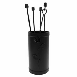 Κύλινδρος Μικρός Σετ Εργαλείων Τζακιού Σχέδιο Λουλούδι Strass (503) Μαύρο