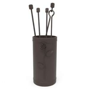 Κύλινδρος Μικρός Σετ Εργαλείων Τζακιού Σχέδιο Λουλούδι Strass (503) Σκουριά