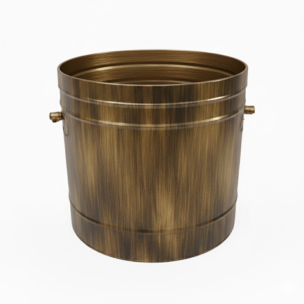 Κάδος - Ξυλοθήκη Βαρέλι Απλό (600) Πατίνα Χρυσό