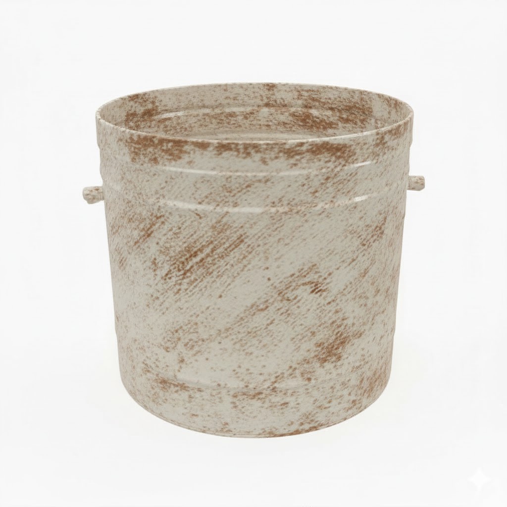 Κάδος - Ξυλοθήκη Βαρέλι Απλό (600) Εκρού Πατίνα Χαλκό