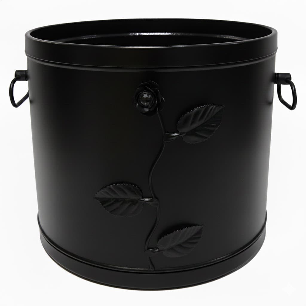 Κάδος - Ξυλοθήκη Βαρέλι Σχέδιο Λουλούδι Strass (603) Μαύρο