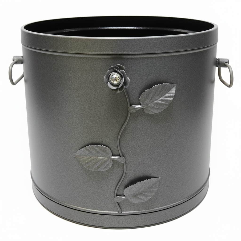 Κάδος - Ξυλοθήκη Βαρέλι Σχέδιο Λουλούδι Strass (603) Ασημί