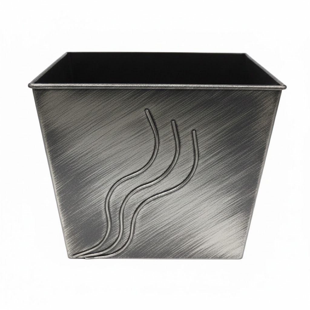 Κάδος - Ξυλοθήκη Σχέδιο Φλόγα Ανοιχτός (700) Πατίνα Ασημί