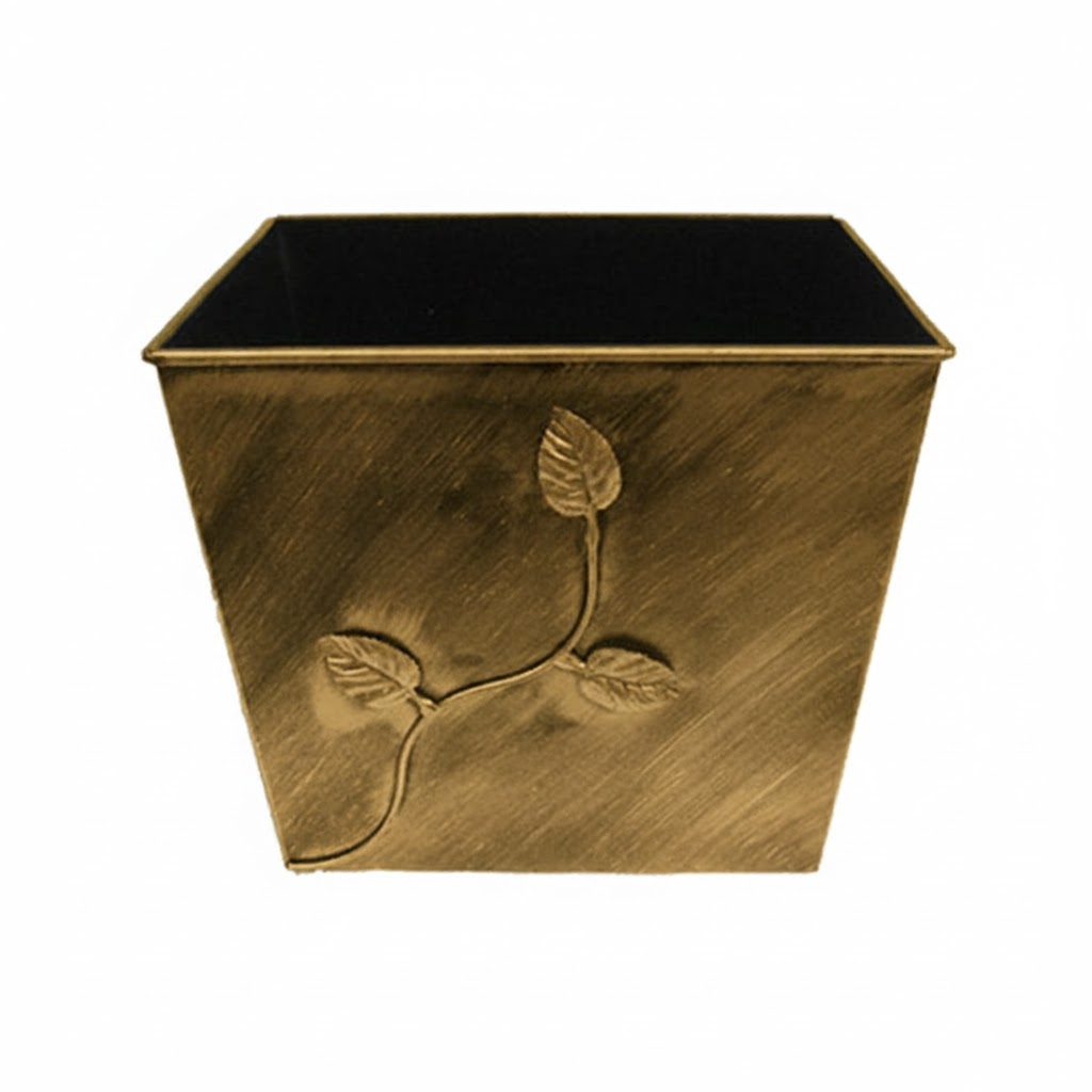 Κάδος - Ξυλοθήκη Σχέδιο Φύλλα (710) Πατίνα Χρυσό