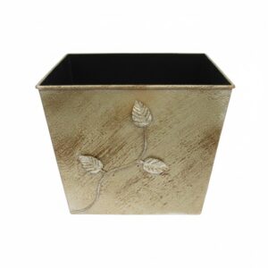 Κάδος - Ξυλοθήκη Σχέδιο Φύλλα (710) Εκρού Πατίνα Χρυσό