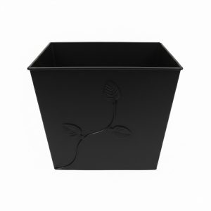 Κάδος - Ξυλοθήκη Σχέδιο Φύλλα (710) Μαύρο