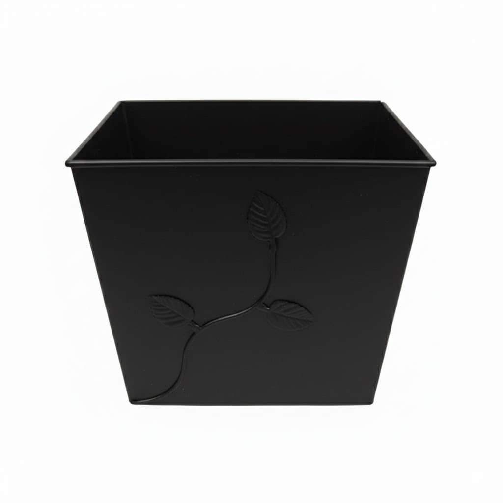 Κάδος - Ξυλοθήκη Σχέδιο Φύλλα (710) Μαύρο