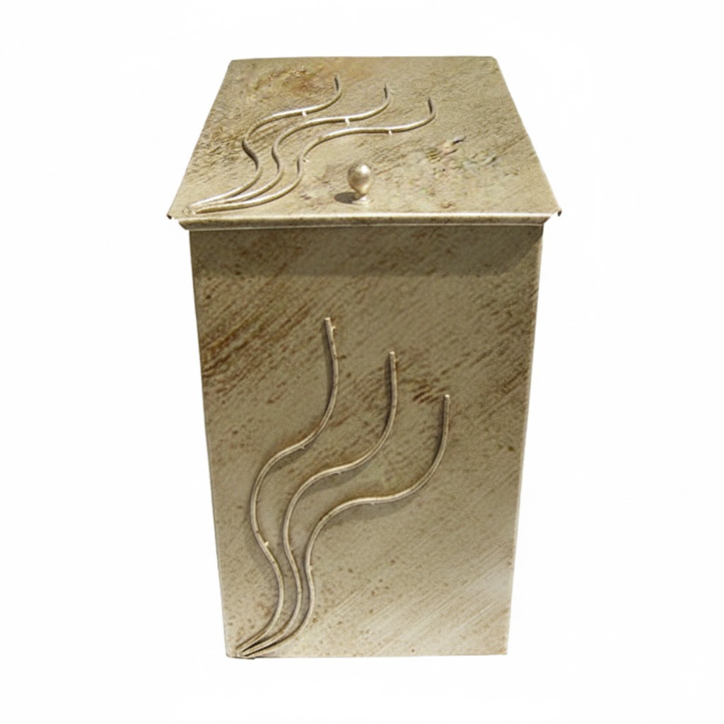 Κάδος - Ξυλοθήκη Μικρός Σχέδιο Φλόγα (750) Εκρού Πατίνα Χρυσό