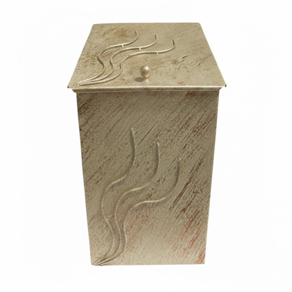 Κάδος - Ξυλοθήκη Μικρός Σχέδιο Φλόγα (750) Εκρού Πατίνα Χαλκός