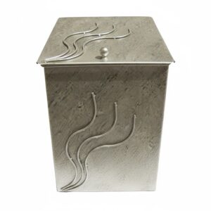 Κάδος - Ξυλοθήκη Μεσαίο Σχέδιο Φλόγα (751) Εκρου Πατίνα Ασημί