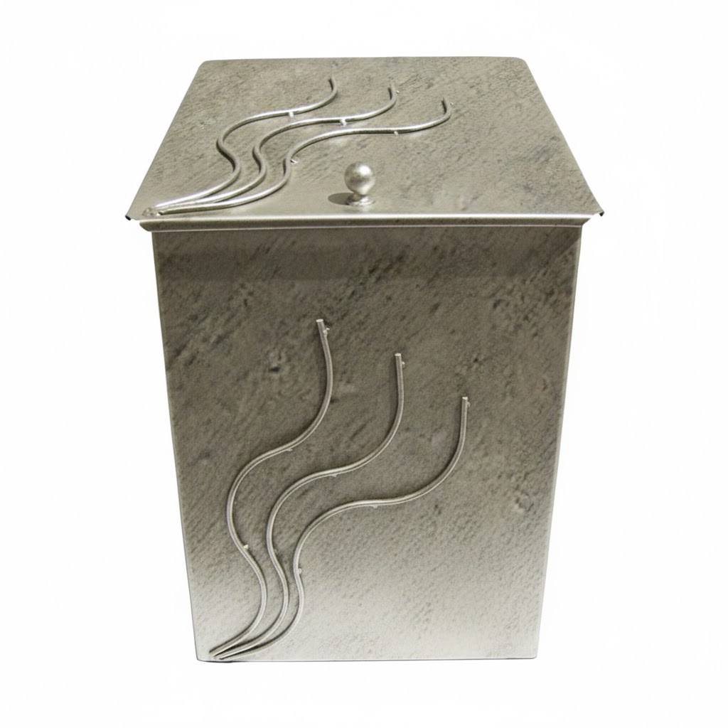 Κάδος - Ξυλοθήκη Μεσαίο Σχέδιο Φλόγα (751) Εκρου Πατίνα Ασημί