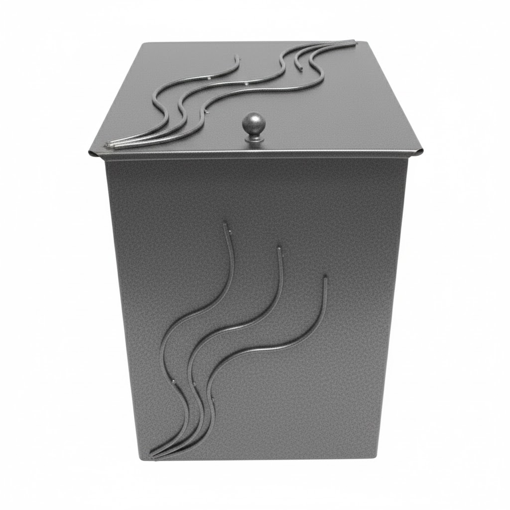 Κάδος - Ξυλοθήκη Μεσαίο Σχέδιο Φλόγα (751) Ασημί