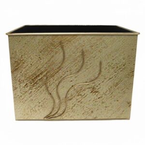 Καδος-Ξυλοθηκη Ορθογωνιος Σχεδιο Φλογα Housebird Εκρού Πατίνα Χρυσός (753)