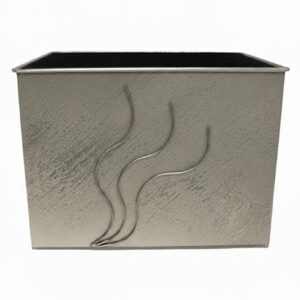 Καδος-Ξυλοθηκη Ορθογωνιος Σχεδιο Φλογα Housebird Εκρού Πατίνα Ασημί (753)