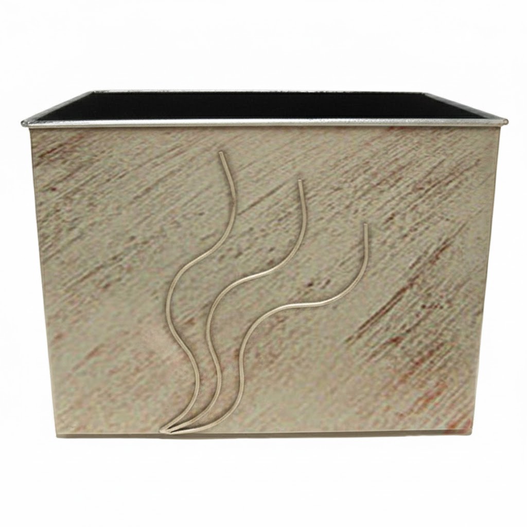 Καδος-Ξυλοθηκη Ορθογωνιος Σχεδιο Φλογα Housebird Εκρού Πατίνα Χαλκός (753)