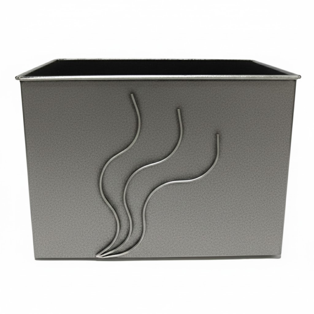 Καδος-Ξυλοθηκη Ορθογωνιος Σχεδιο Φλογα Housebird Ασημί (753)