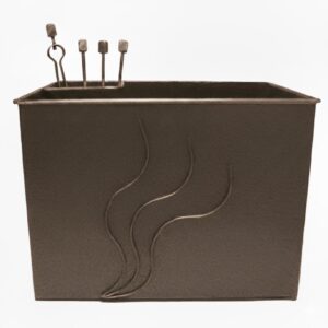 Κάδος-Ξυλοθήκη Ορθογώνια Σχέδιο Φλόγα Σετ Τζακιού (755) Καφέ