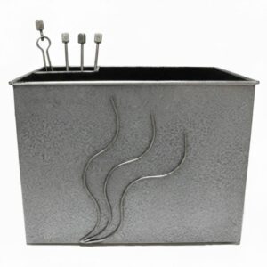 Κάδος-Ξυλοθήκη Ορθογώνια Σχέδιο Φλόγα Σετ Τζακιού (755) Ασημί