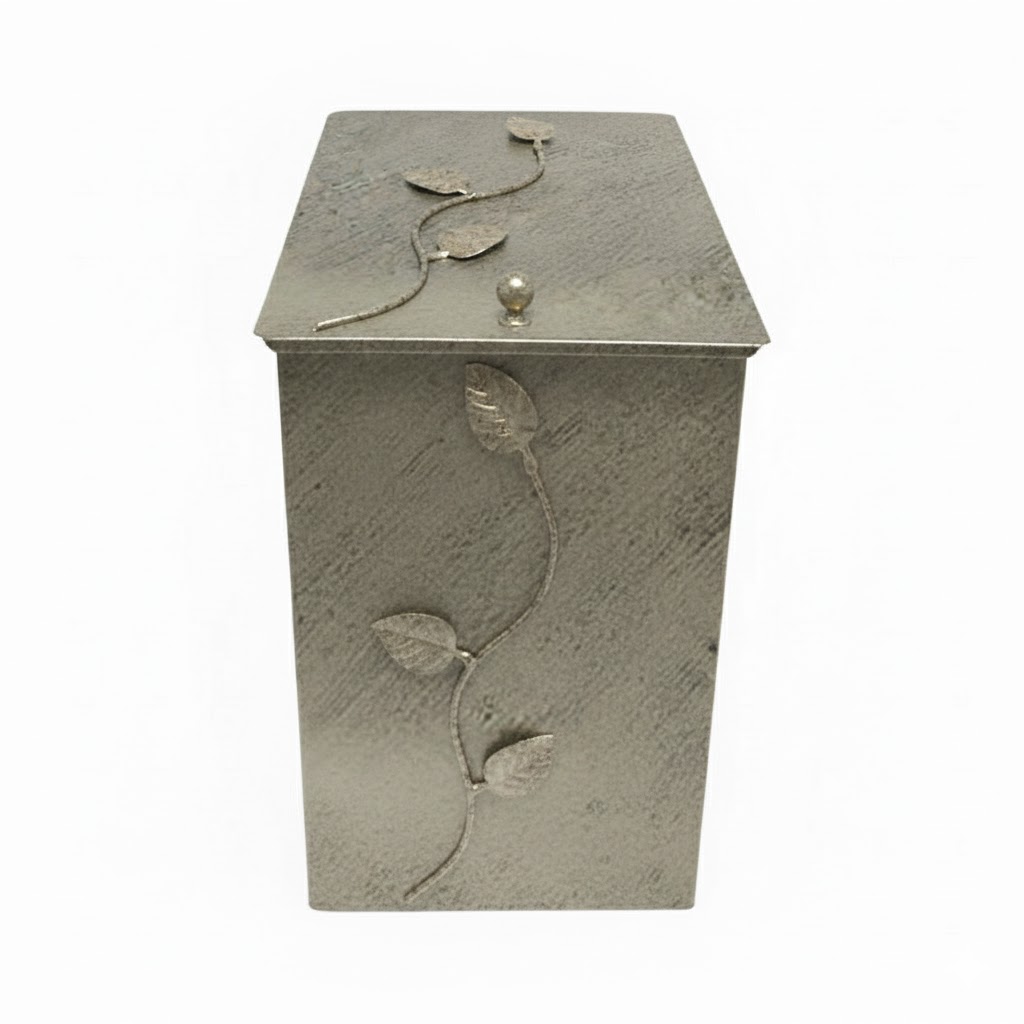 Κάδος - Ξυλοθήκη Μικρός Σχέδιο Φύλλα (760)Εκρού Πατίνα Ασημί