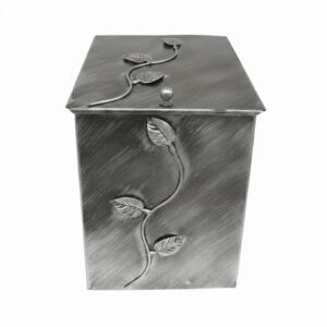 Κάδος - Ξυλοθήκη Μεσαίο Σχέδιο Φύλλα (761) Πατίνα Ασημί