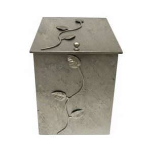 Κάδος - Ξυλοθήκη Μεσαίο Σχέδιο Φύλλα (761)Εκρού Πατίνα Ασημί