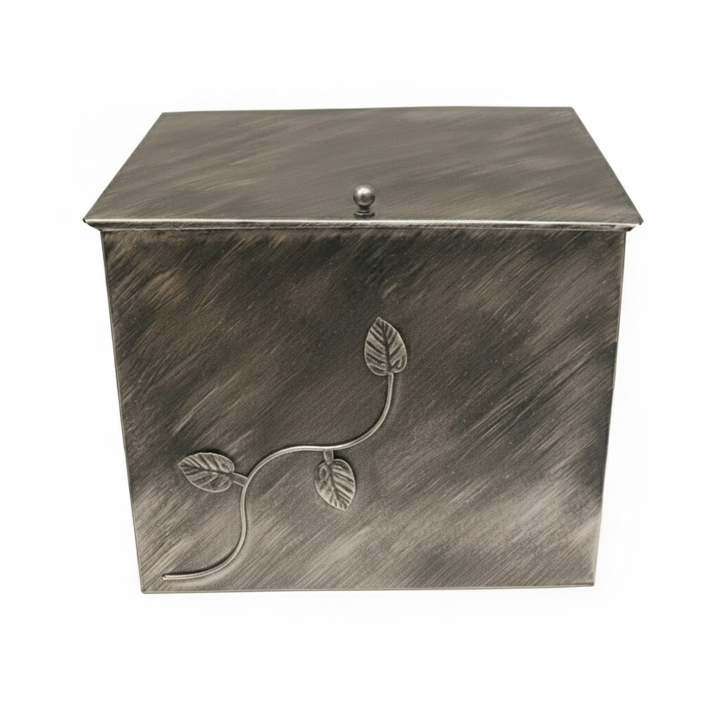 Κάδος - Ξυλοθήκη Μεγάλος Σχέδιο Φύλλα (762) Πατίνα Ασημί