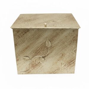 Κάδος - Ξυλοθήκη Μεγάλος Σχέδιο Φύλλα (762) Εκρού Πατίνα Χρυσό