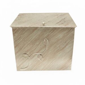 Κάδος - Ξυλοθήκη Μεγάλος Σχέδιο Φύλλα (762) Εκρού Πατίνα Χαλκός