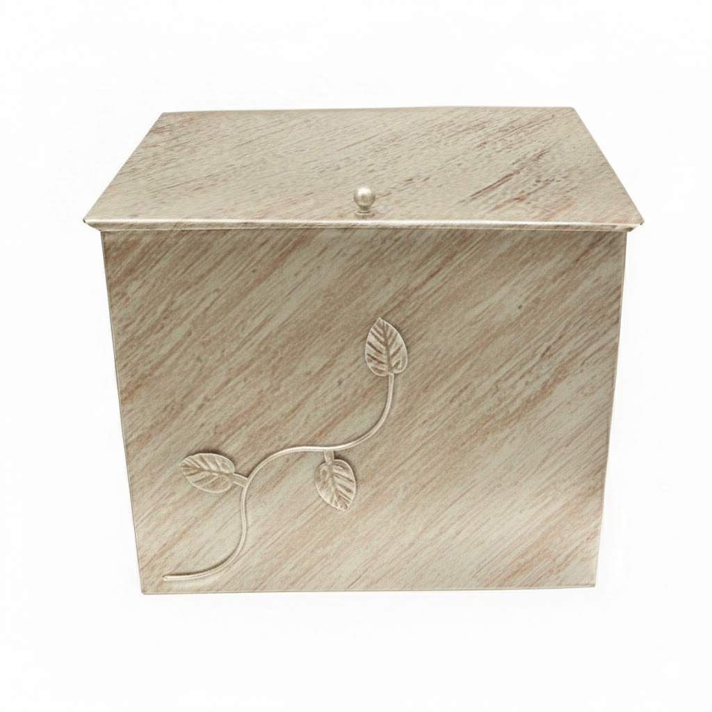 Κάδος - Ξυλοθήκη Μεγάλος Σχέδιο Φύλλα (762) Εκρού Πατίνα Χαλκός