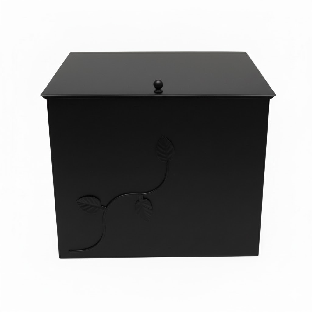 Κάδος - Ξυλοθήκη Μεγάλος Σχέδιο Φύλλα (762) Μαύρο