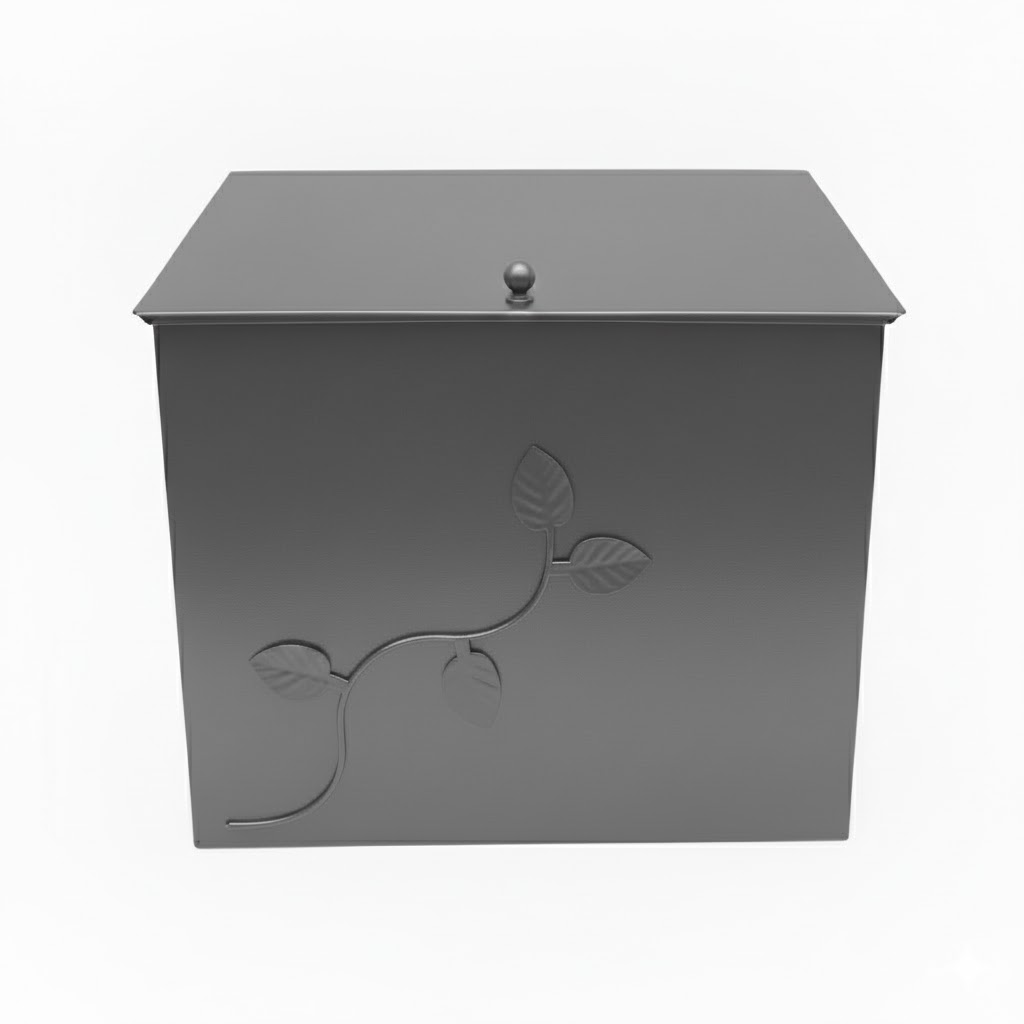 Κάδος - Ξυλοθήκη Μεγάλος Σχέδιο Φύλλα (762) Ασημί